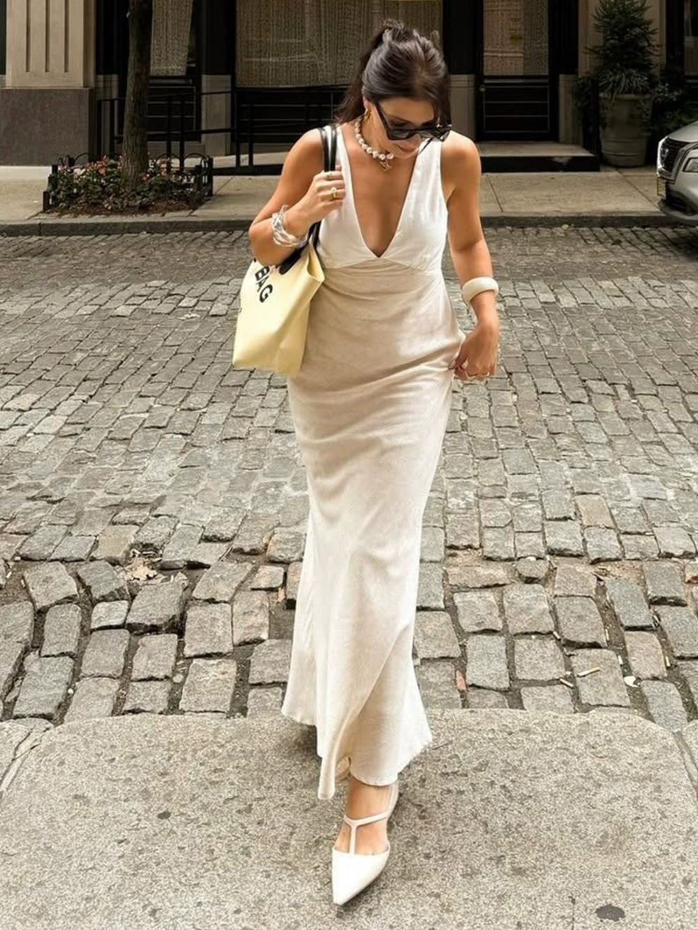 ZARA Summer Elegant Fitted Waist Tie Back Strap Sleeveless Dress